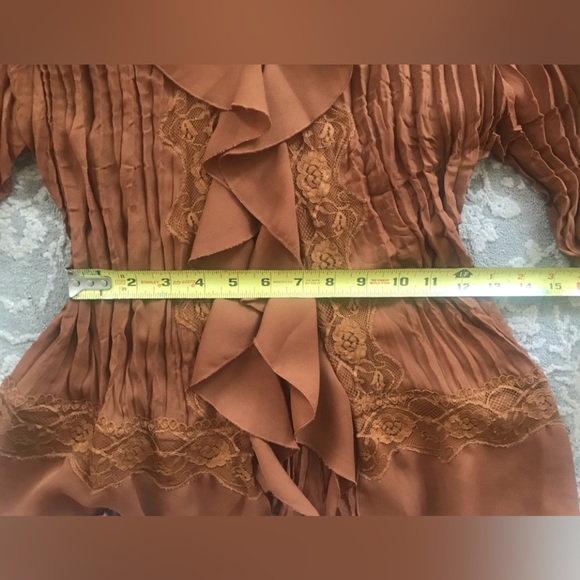 DRESS-U-II-BY SHARON JABOT POET BLOUSE RUST VINTAGE HOBO 2X - Picture 10 of 12